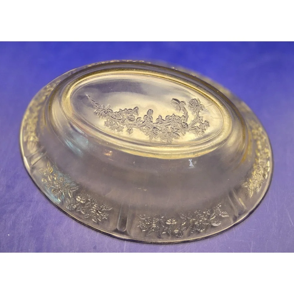 Oval Vegetable Bowl‎ Vintage Federal Sharon Amber Depression Glass